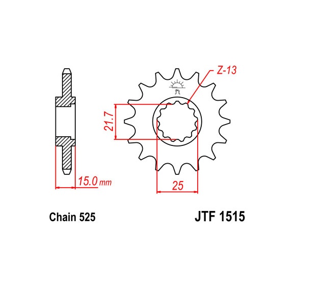 JTF1515.15 Звезда ведущая 15 зубов