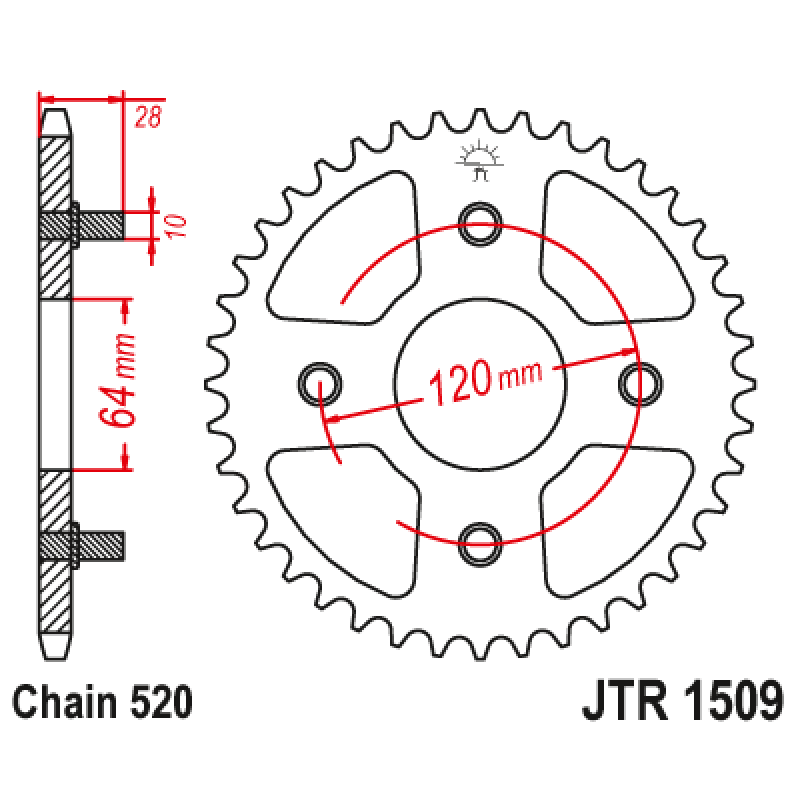 JT ЗВЕЗДА ЗАДНЯЯ JTR1509.41